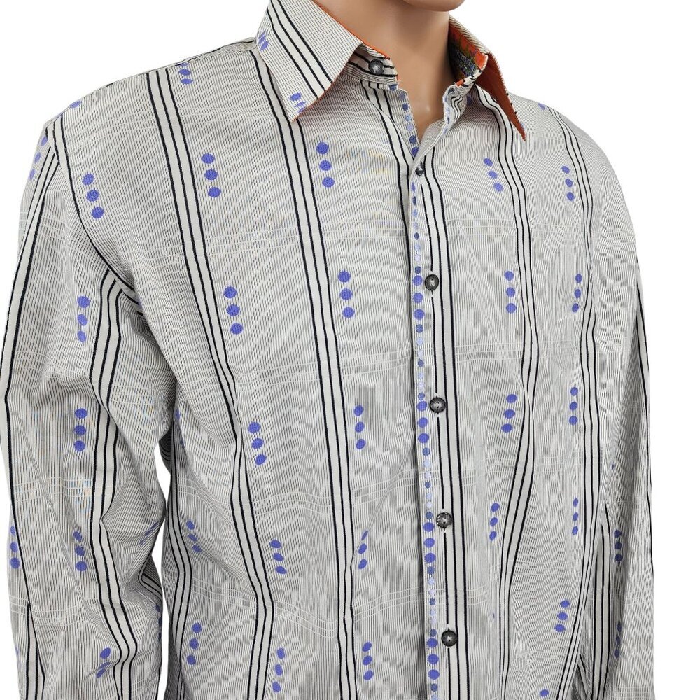Robert Graham Cotton/Silk Accent Button-Up Shirt, Men's Large